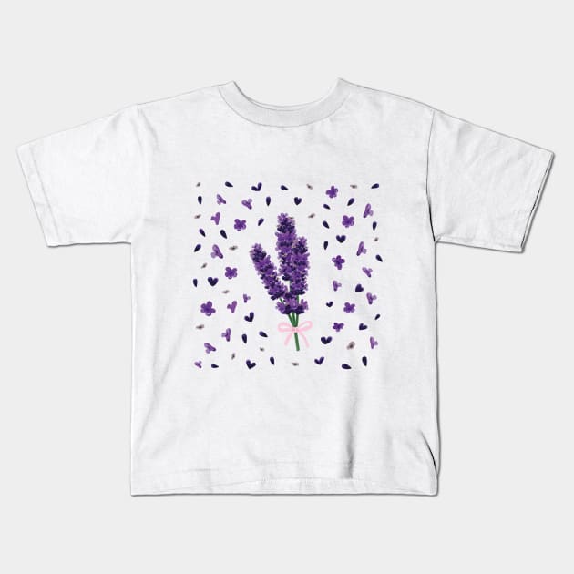 Luscious Lavender Bouquet Kids T-Shirt by HelenSokolovaDesign